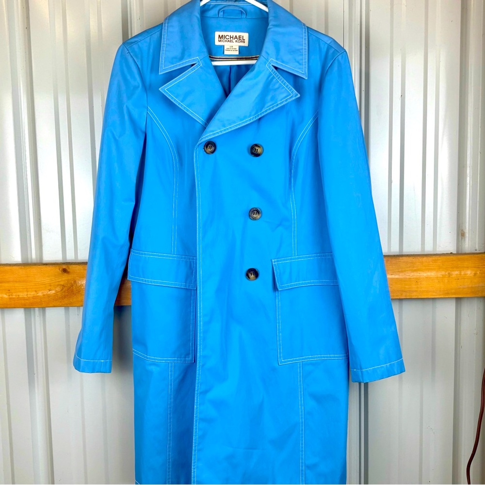📸 Vintage Michael Kors Blue Trench Coat- Large